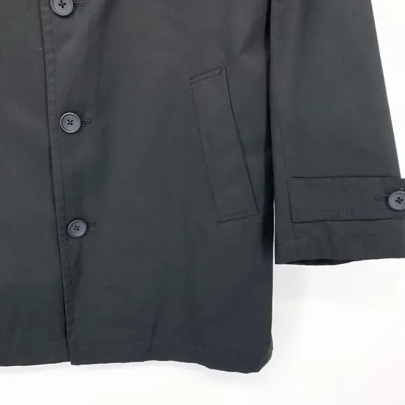 Banana Republic Factory Trench Coat Mens Sz XL Black Button Front Overcoat